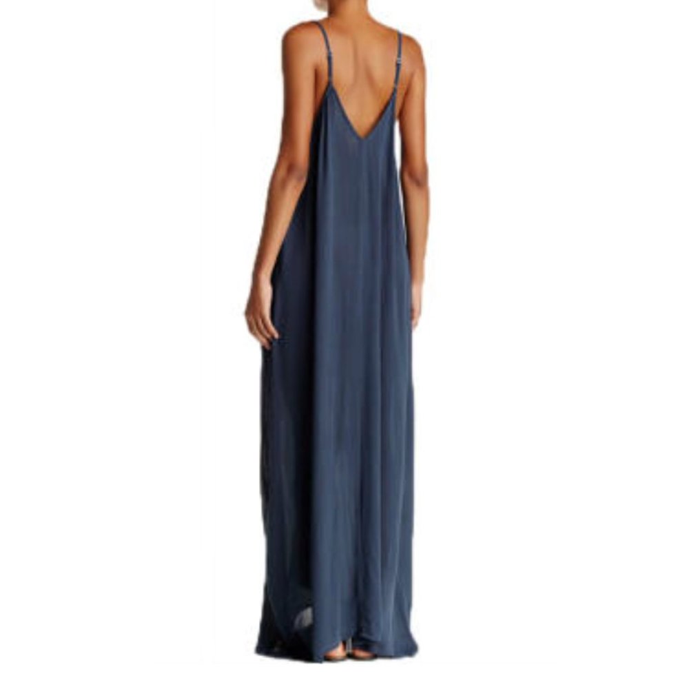 NEW Lovestitch Women Dark Teal Adjustable Spaghetti Tank Draped Bubble Maxi - Picture 2 of 2